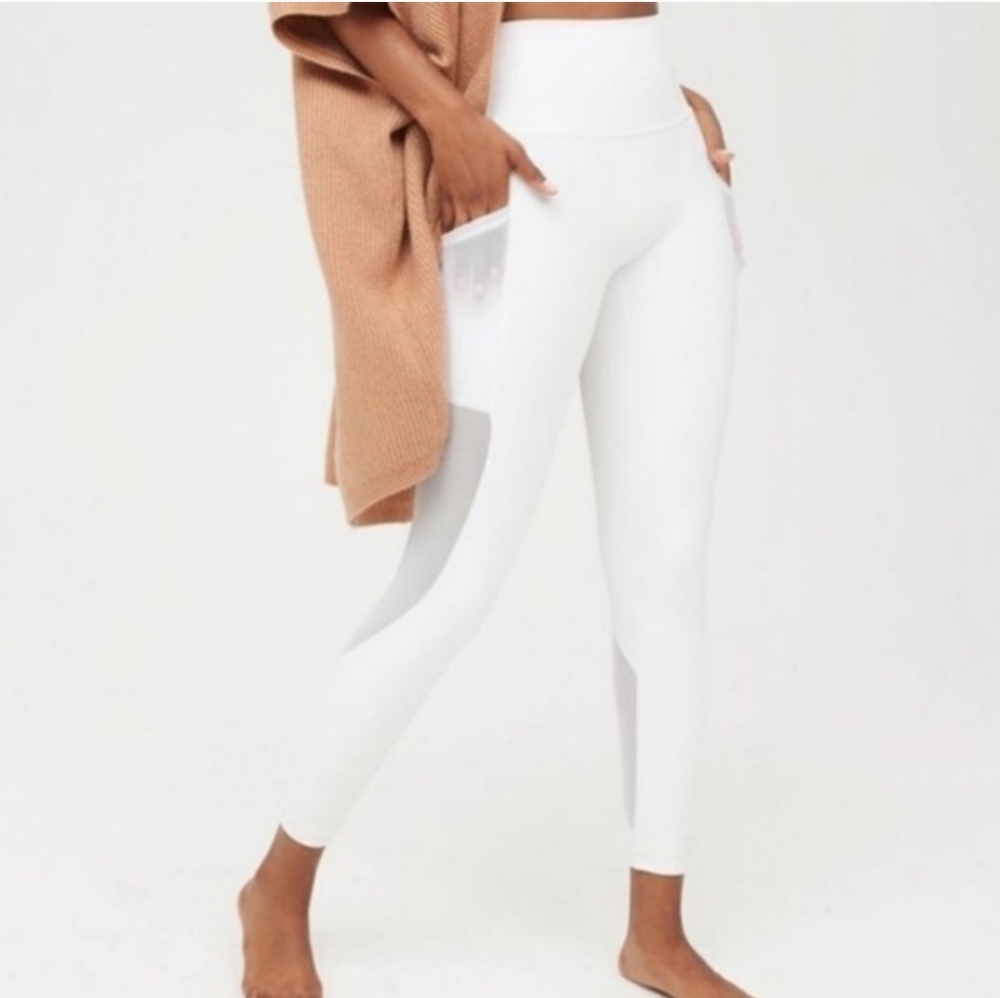 Aerie White Mesh Leggings Size Meduim